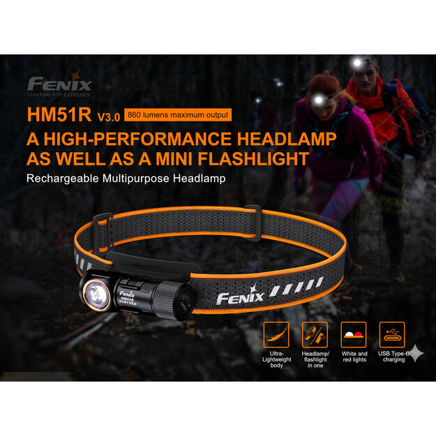 Fenix HM51R Ruby V3.0 lukturis 860 lm
