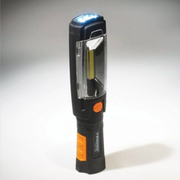 Tiross TS1108 - Žibintuvėlis įkraunamas ne&scaron;iojamas su magnetu ir kabliu 3W COB + 6LED