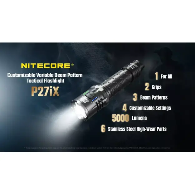 Nitecore P27iX taktiskais LED lukturis, 5000 lūmeni