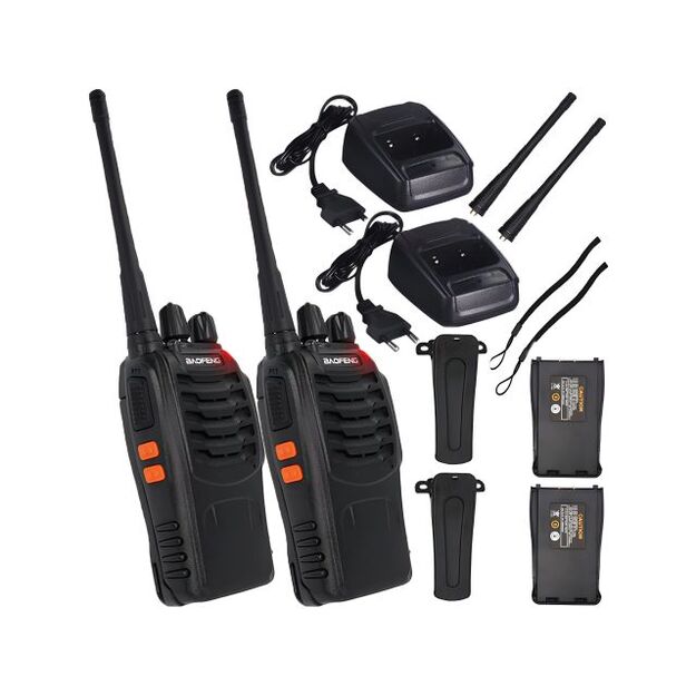 2x Baofeng BF-888S PMR rācijas komplekts ar austiņām, liela rādiusa