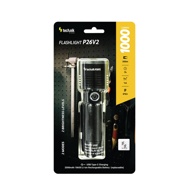 Technik P26 V2 LED + USB-C 1000 lūmenu lukturis