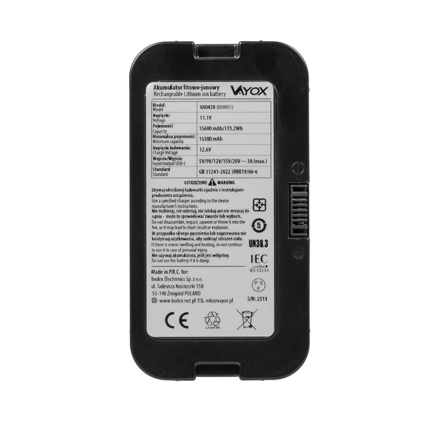 Rechargeable battery for VA-T37 and VA-TW37 fridges, VA0438, Vayox