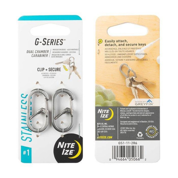 Nite Ize &ndash; G Series No.1 Double Chamber Carbine &ndash; 2-Pack &ndash; Steel &ndash; Silver &ndash; GS1-11-2R6