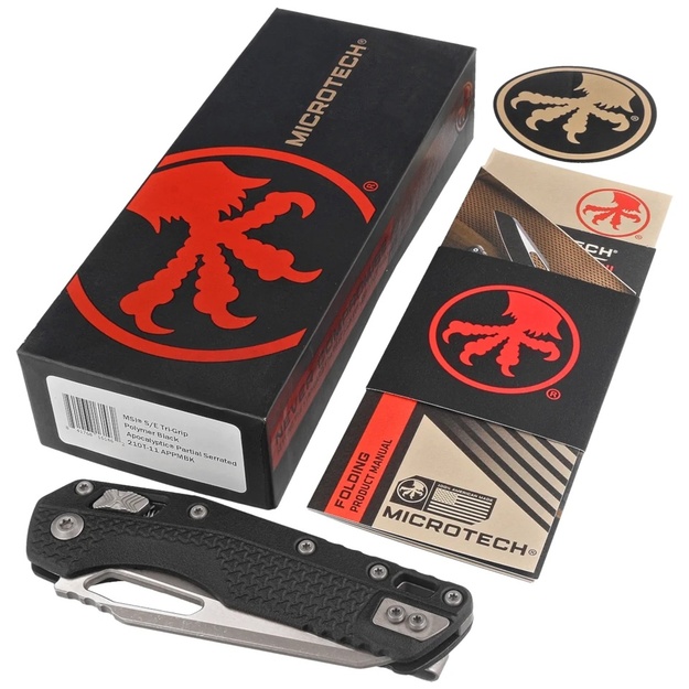 Microtech MSI S/E knife Black Tri-Grip Polymer, Apocalyptic P/S M390MK by Tony Marfione (210T-11APPMBK)