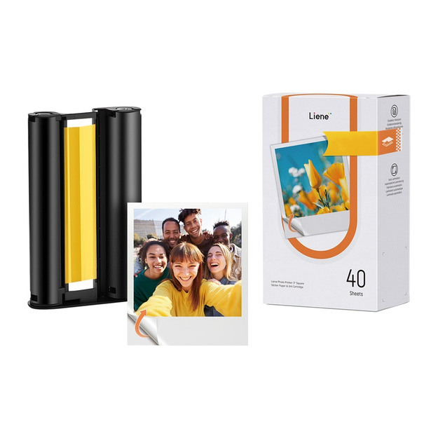 Liene Amber 3x3  Self-Adhesive Photo Paper, 40 Sheets + 1 Refill