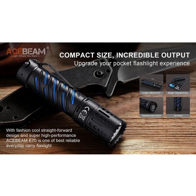 Acebeam E70 AL EDC lukturis, 6500k 4600lm