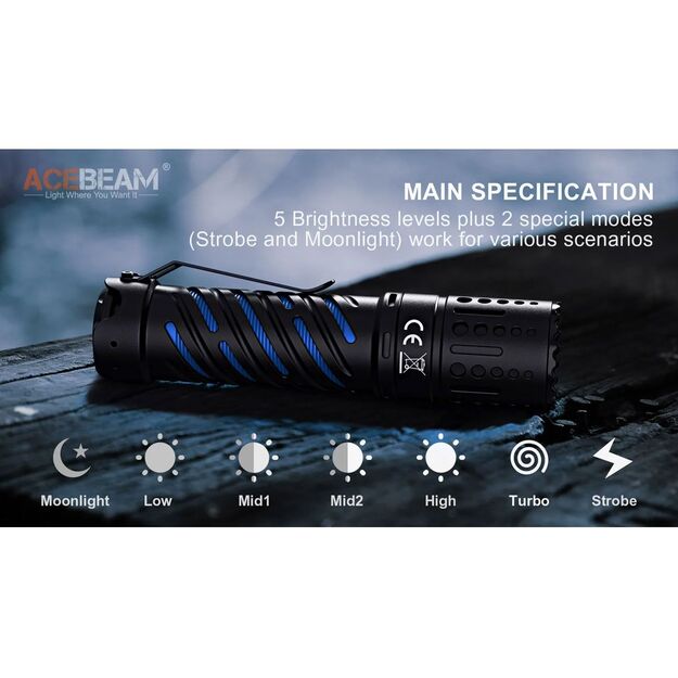 Acebeam E70 AL EDC lukturis, 6500k 4600lm