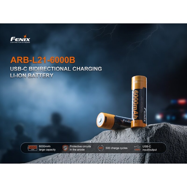Fenix ARB-L21-6000B Li-Ion USB uzlādējama 21700 baterija