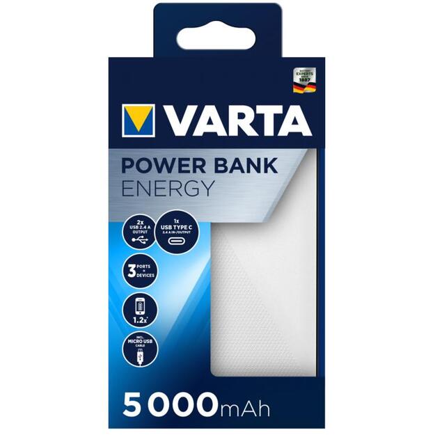 Rezerves baro&scaron;anas avots VARTA ENERGY 5000mAh Powerbank 57975