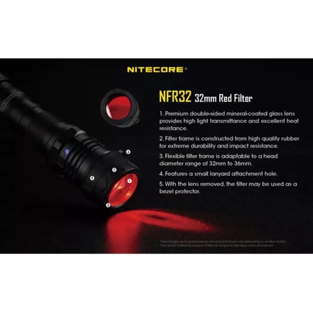 Nitecore NFR32 ​​(P20i/ P20i UV/P20iX/P20 V2/P20 UV V2) filtrs, sarkans