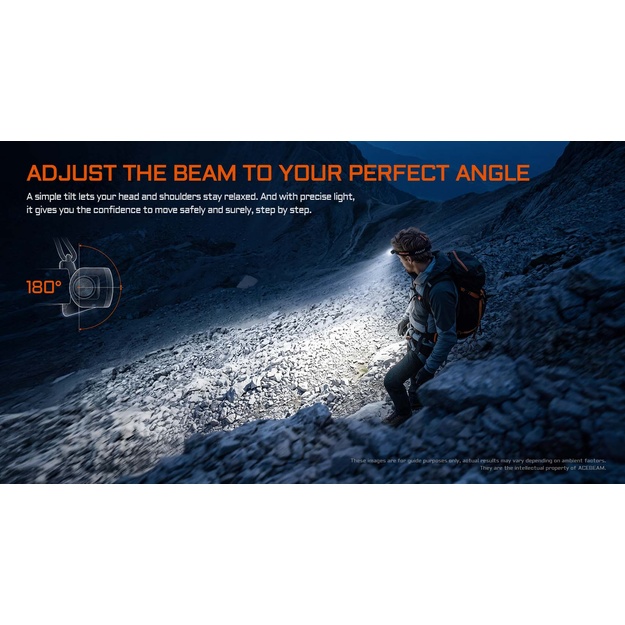 AceBeam H18 uzlādējama galvas lampa 4000lm, 6500K CW, 21700