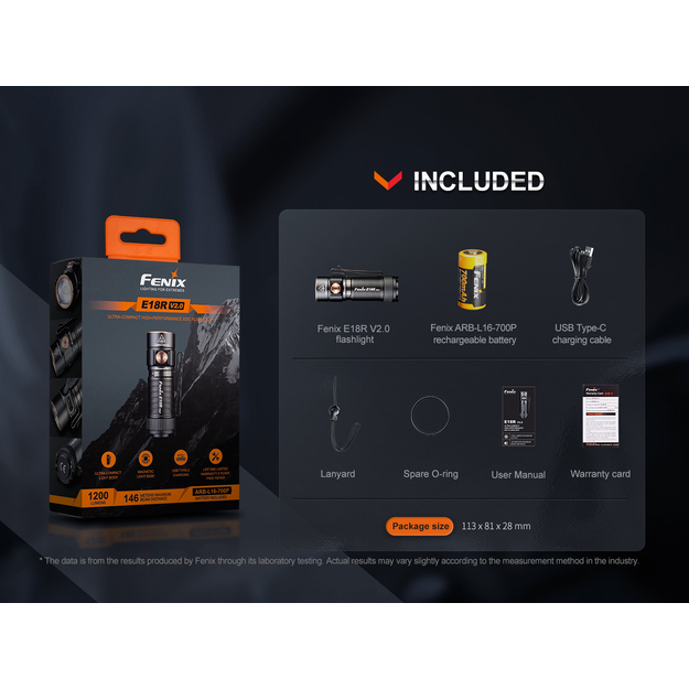 Fenix E18R V2.0 flashlight