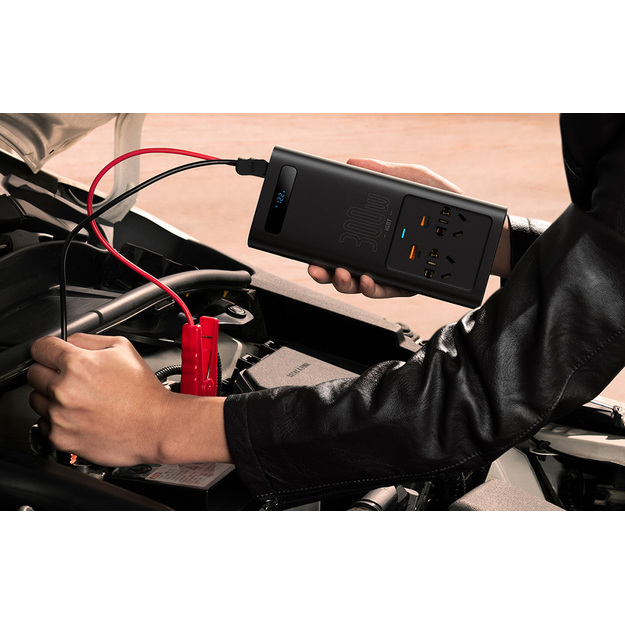 IGBT Invertora pārveidotājs 300W 220V CN/EU, Baseus, melns