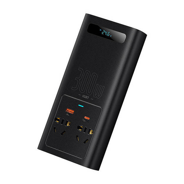 Strāvas pārveidotājs Baseus 300W (24V CN/EU) (melns)