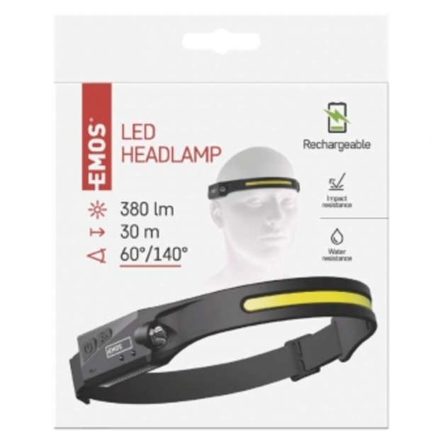 EMOS COB LED uzlādējams galvenais lukturis P3541, 380 lm, Li-Pol 1200 mAh