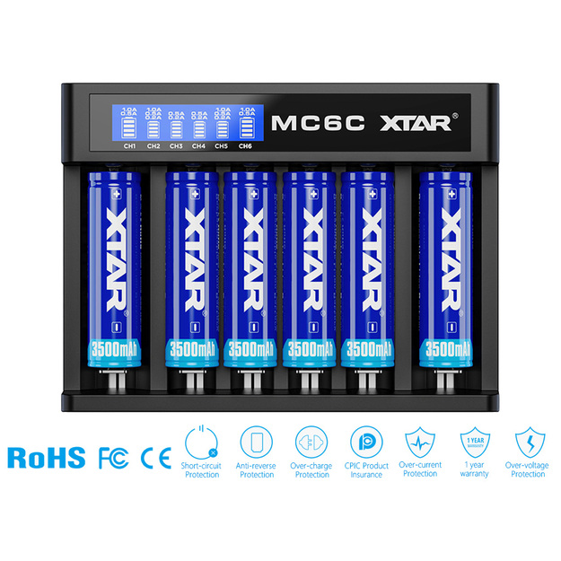 Xtar MC6C lādētājs litija jonu akumulatoriem ar LCD displeju 500226