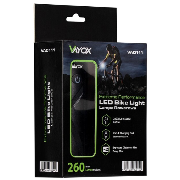 Vayox velosipēdu gaisma 2*XML1 260lm VA0111