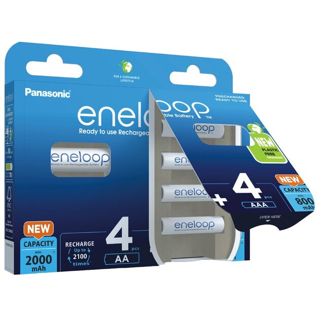 Panasonic Eneloop MIX 4 x R6/AA + 4 x R03/AAA uzlādējamas baterijas BK-KJMCDE44E 8BE (blisters)