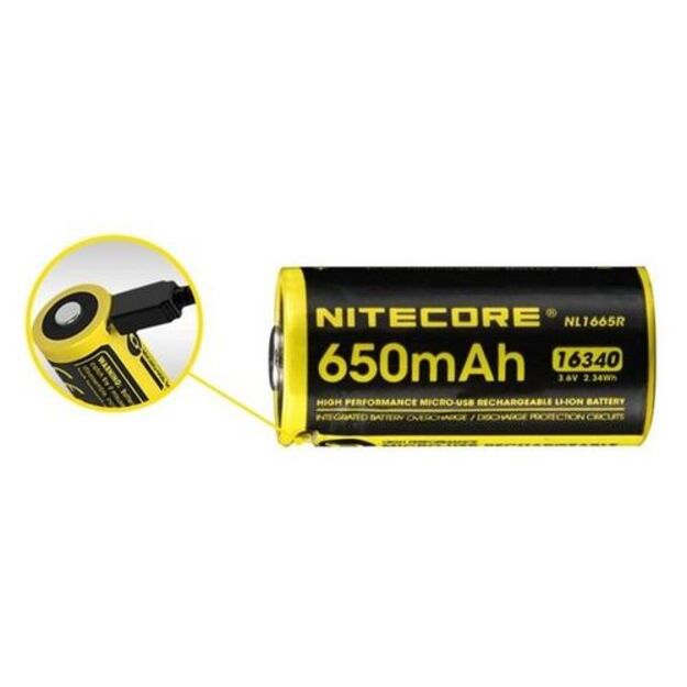 Nitecore Li-Ion akumulators 16340 - 650mAh 3,6V NL1665R
