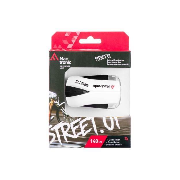 Priekinis dviračio žibintas su Smart Beam Mactronic įkraunamas 140lm  STREET.01