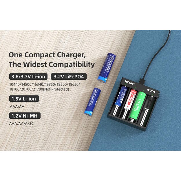 XTAR MX4 akumulatoru lādētājs Li-ion / Ni-MH akumulatoriem