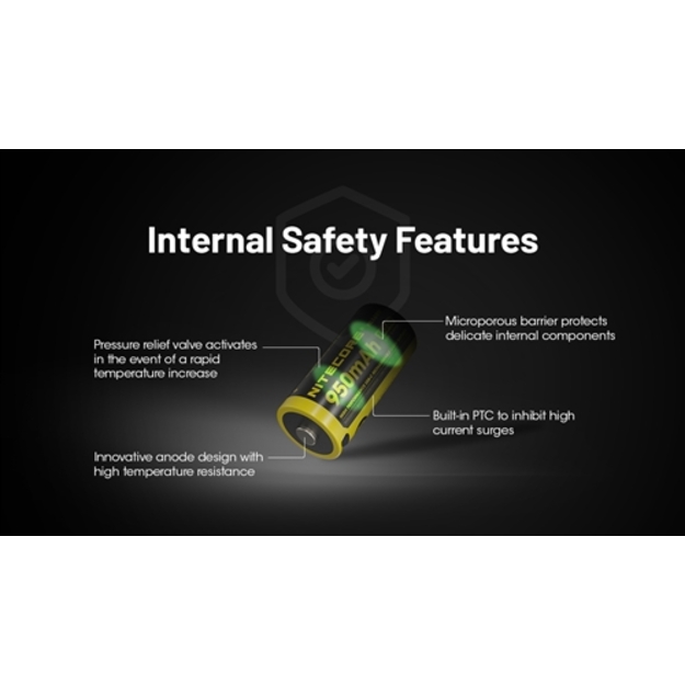 Nitecore Li-Ion akumulators 16340, 950mAh, USB-C NL169R