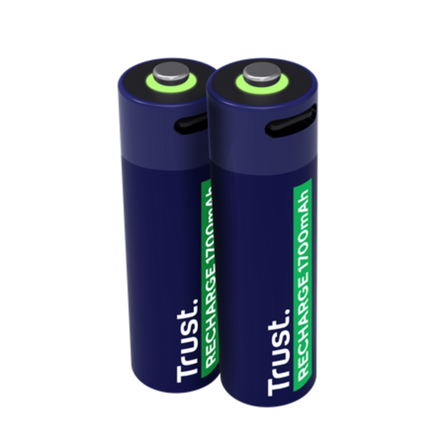 Trust USB-C rechargeable batteries AA 1700mAh 2 pcs pack 25584