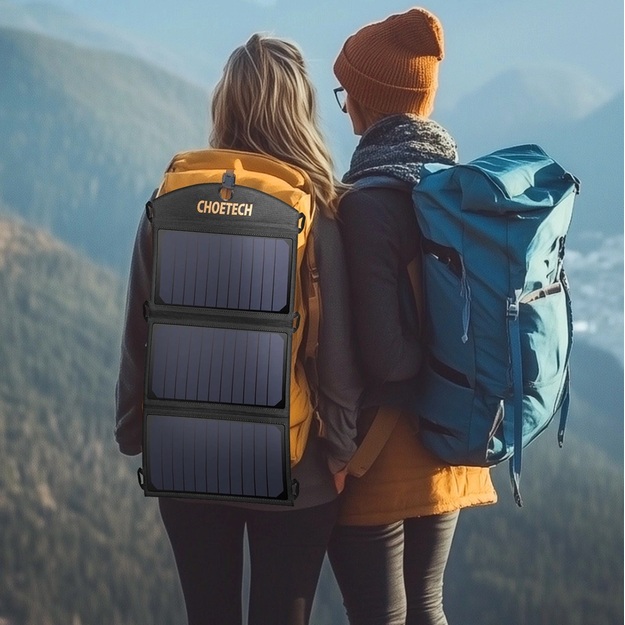 Choetech SC001 solārais salokāms lādētājs 19W 2x USB-A - melns