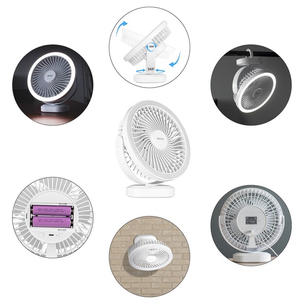 Vayox uzlādējamais ventilators ar apgaismojumu VA0338W Balts