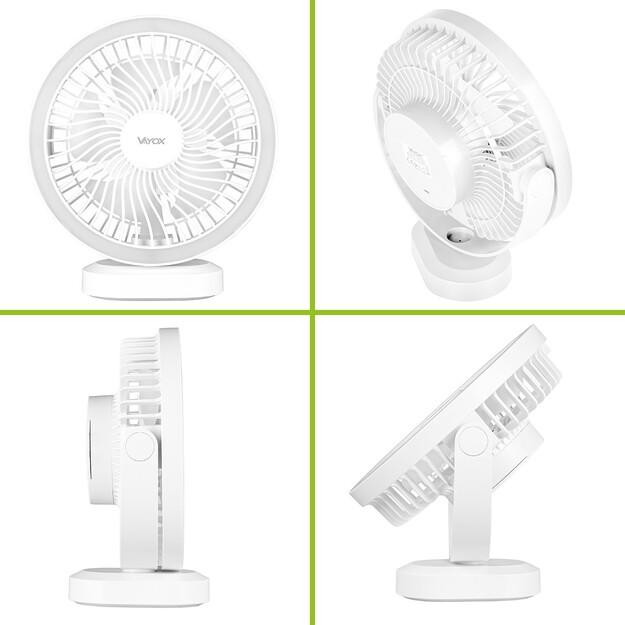 Vayox uzlādējamais ventilators ar apgaismojumu VA0338W Balts