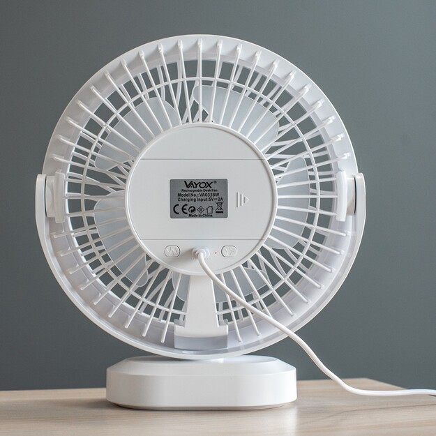 Vayox uzlādējamais ventilators ar apgaismojumu VA0338W Balts