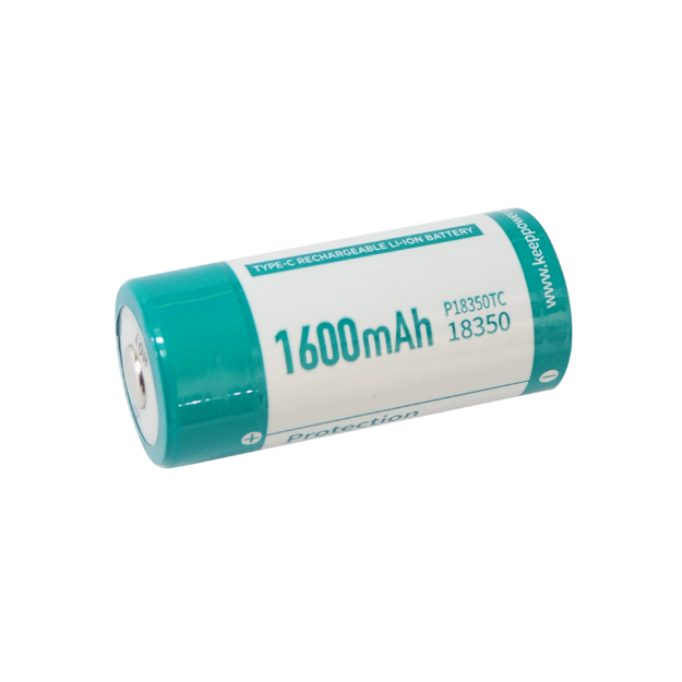 Keeppower 18350 &ndash; *1600 mAh 3.6 V &ndash; 3.7 V lithium-ion battery (rechargeable via USB-C) P18350TC