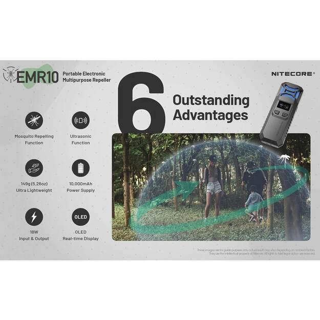 Nitecore EMR10 Lite- Mosquito repellent, incl. batteries, powerbank function