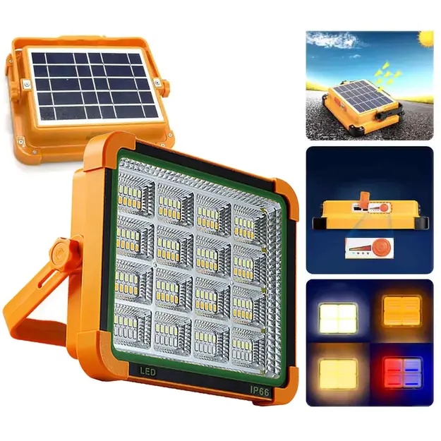 LED Prožektors ar Saules Paneli, Pārnēsājams, ar Power Bank Funkciju (USB-C), 200W