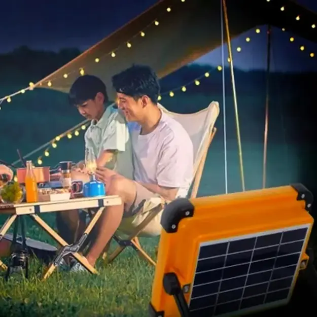 LED Prožektors ar Saules Paneli, Pārnēsājams, ar Power Bank Funkciju (USB-C), 200W