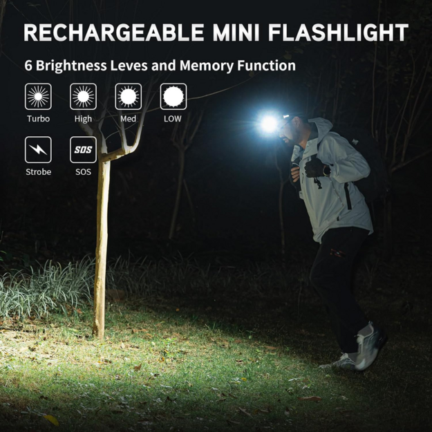 Wuben E7 Rechargeable Flashlight 1800lm Black, 5000k