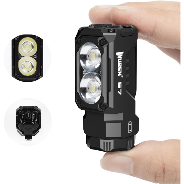 Wuben E7 Rechargeable Flashlight 1800lm Black, 5000k
