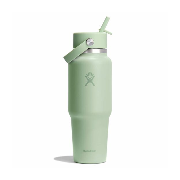 Hydro Flask platas mutes ceļojumu pudele ar salmiņu 946 ml Aloe WT32CFS338
