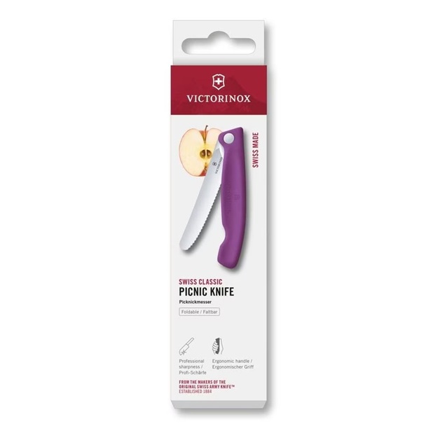 Victorinox Swiss Classic 6.7835.C1 tomātu un galda nazis, viļņains, violets 6.7835.C1