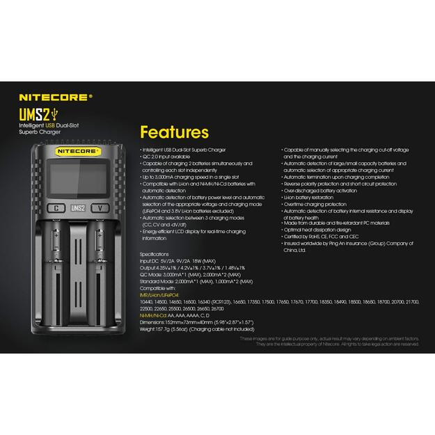 Nitecore UMS2 USB lādētājs
