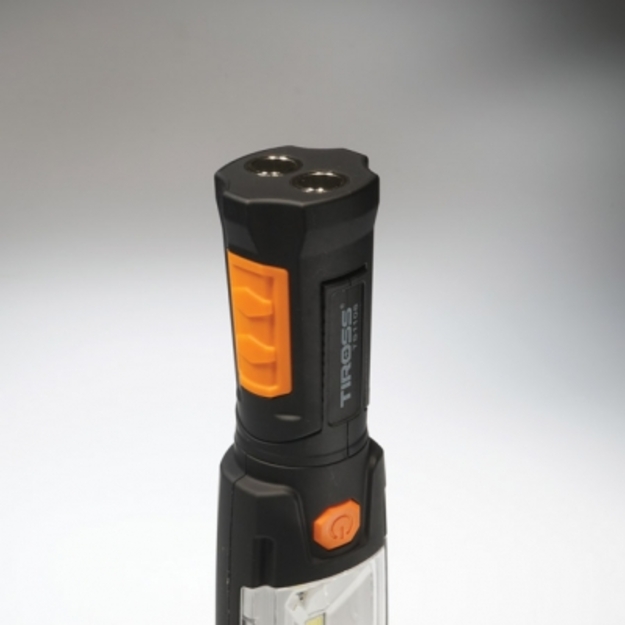 Tiross TS1108 - Žibintuvėlis įkraunamas ne&scaron;iojamas su magnetu ir kabliu 3W COB + 6LED