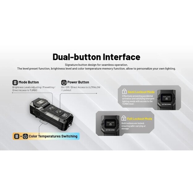 Nitecore TUP2 Lukturītis 1200 lm, MCT, OLED Oranžs