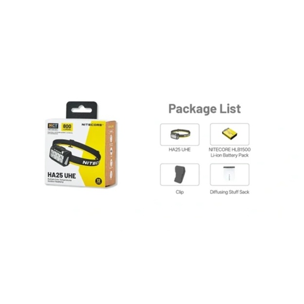 Nitecore HA25 UHE pieres lukturis 800lm