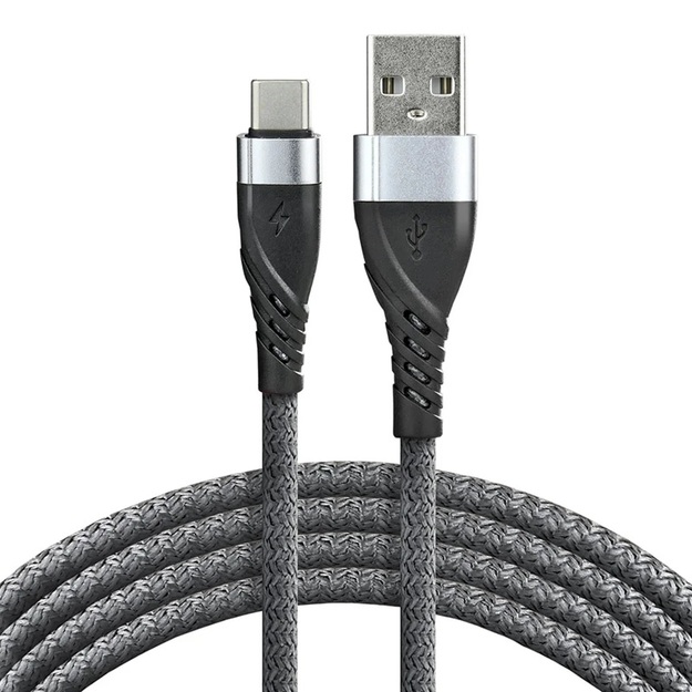 everActive CBB-2CG kabelis USB - USB-C / Type-C 200 cm ar ātrās uzlādes atbalstu līdz 3A, pelēks