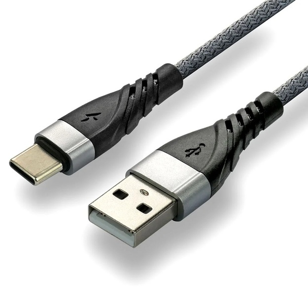 everActive CBB-2CG kabelis USB - USB-C / Type-C 200 cm ar ātrās uzlādes atbalstu līdz 3A, pelēks