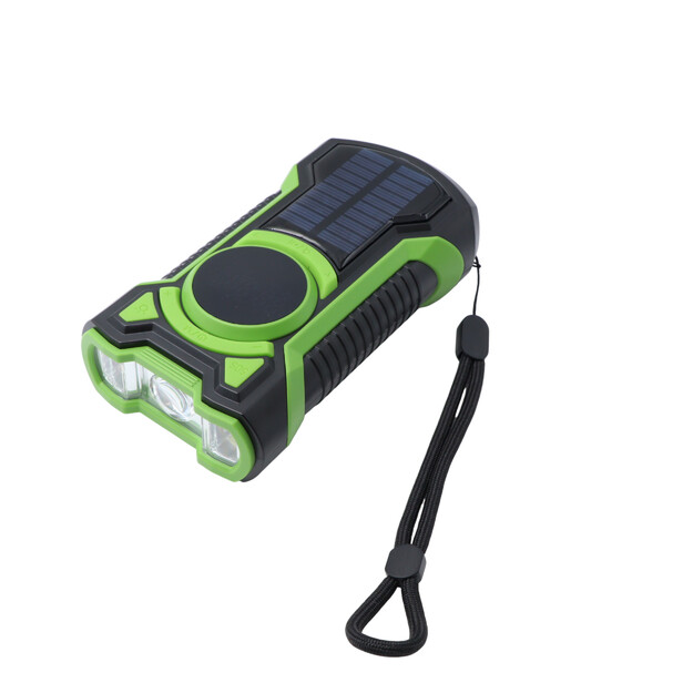 Avārijas radio ar dinamoma&scaron;īnu, lukturi, saules bateriju, 5000mAh jaudu