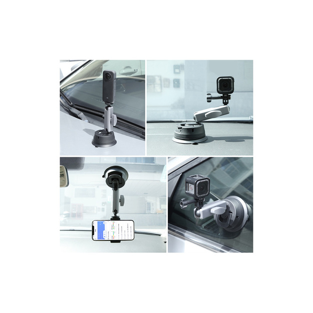 Automa&scaron;īnas piesūcekņa krūzes stiprinājums PULUZ ar stiprinājuma adapteri un garu skrūvi