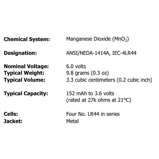 Energizer sārma baterija 4LR44 6V 155mAh, 2 gab.