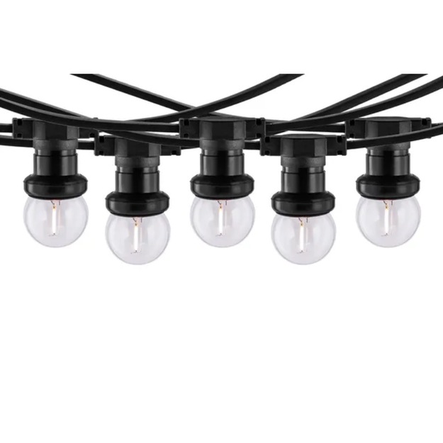 Āra virtene 10m, 20 x E27 ligzdas, IP44, melna