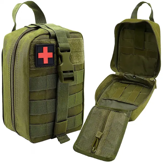 Taktiskā pirmās palīdzības aptieciņas soma ar MOLLE sistēmu, stiprināma pie jostas